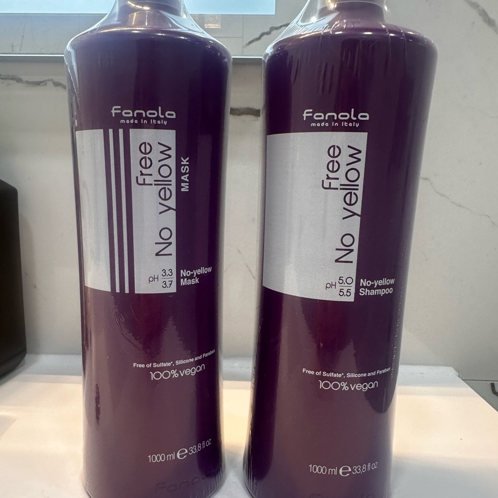 Fanola Purple shampoo and no-yellow mask